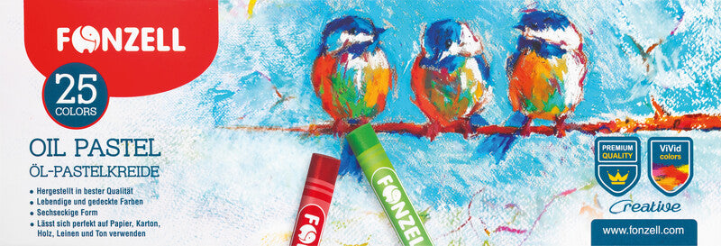 Fonzell Ölpastelle – Set – 25 Farben, für Papier, Karton & Leinwand