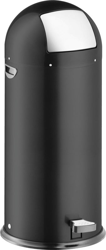 Helit Abfallcontainer – 52 l – mit Deckel – Metall, schwarz – Ø 380 × H 890 mm