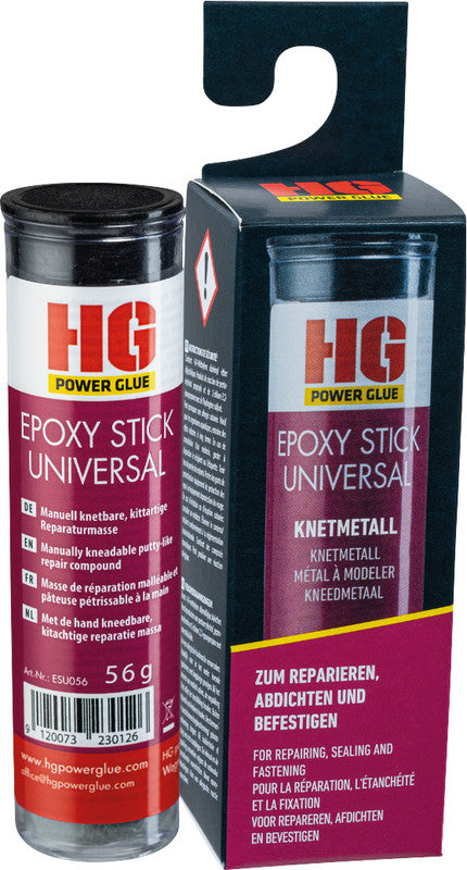 HG Power Glue Epoxy Stick formbar, wasserfest, für Metall, Holz, Glas, 65 g, −50 bis +180 °C
