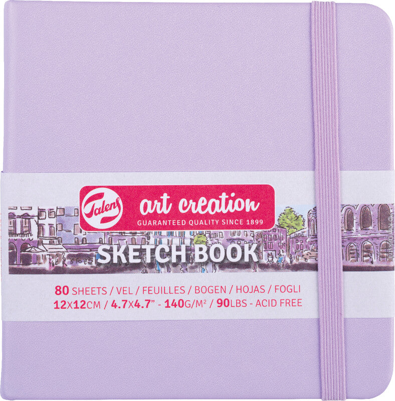 Talens Skizzenbuch, 12 × 12 cm, 140 g/m², 160 Seiten, violett, mit Gummiband, säurefrei