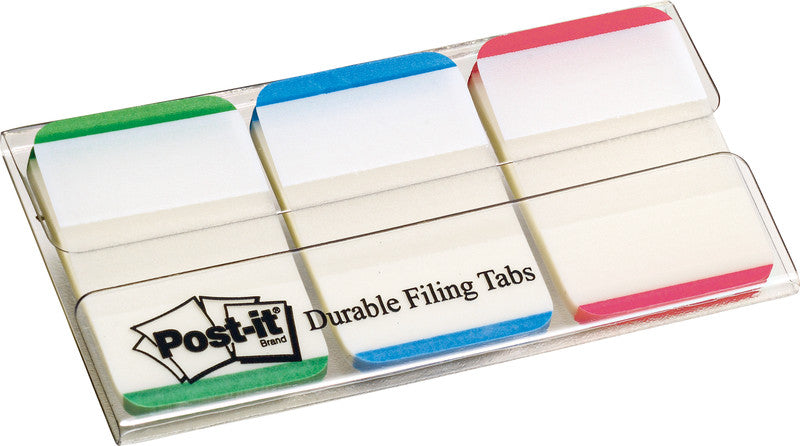 Post-it Indexstreifen Strong – 25,4×38 mm – sortiert (grün, blau, rot), 3×22 Stück, mit Dispenser