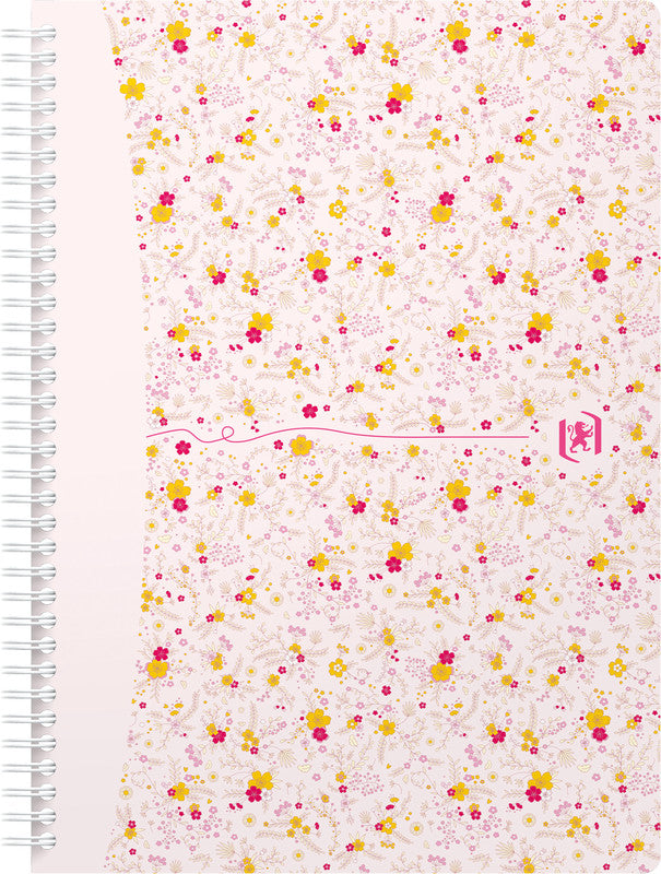 Oxford Collegeblock, Spiralbindung, Softcover, 60 Blatt, perforiert, 90 g/m² – floral, für SCRIBZEE App