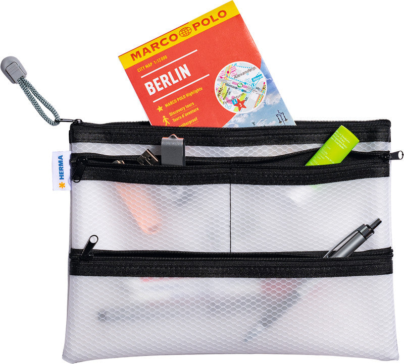 HERMA Reissverschlusstasche – 260 × 190 mm, Kunststoff, Schwarz – 1 Stück