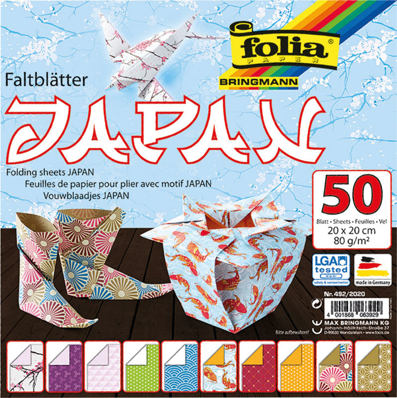 Folia Faltblätter – 200 × 200 mm – 80 g/m² – sortiert – 50 Blatt
