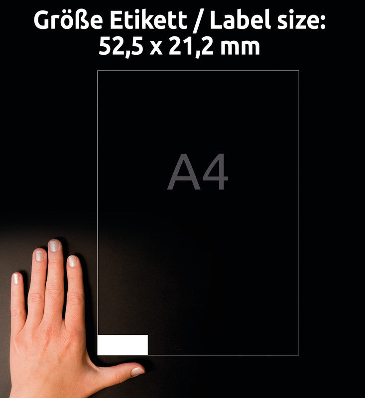 Avery Drucketiketten, 53 mm × 21 mm, weiss, Papier, wiederablösbar, Pack à 30 Blatt (1680 Etiketten)