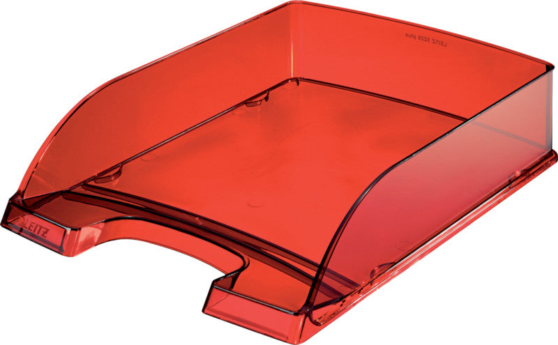 Leitz Stapelbarer Briefkorb mit Griffausschnitt, Beschriftungsfeld, glänzend, rot, B 255 × H 70 × T 357 mm