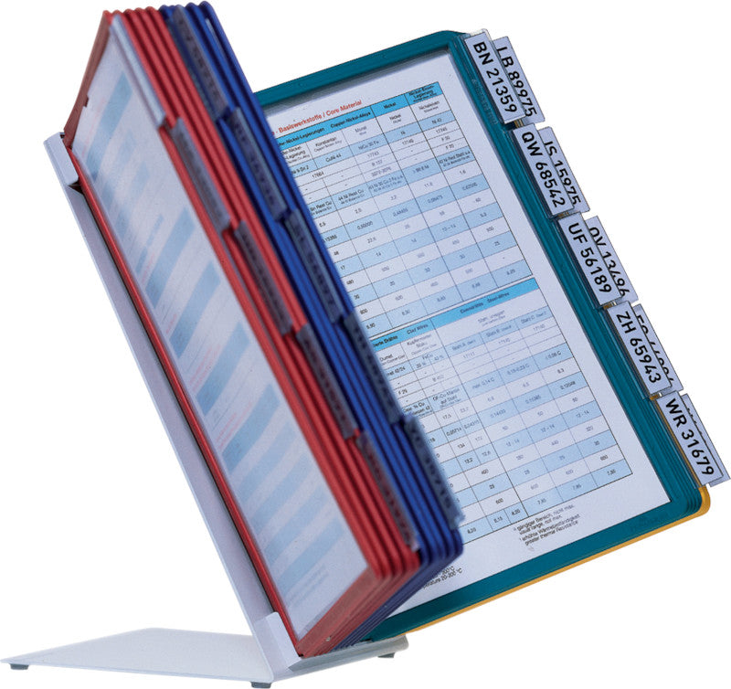 Durable Sichttafelsystem Tischständer – 270 × 395 mm, grau, Metall/Kunststoff, Reiter inkl., scannertauglich