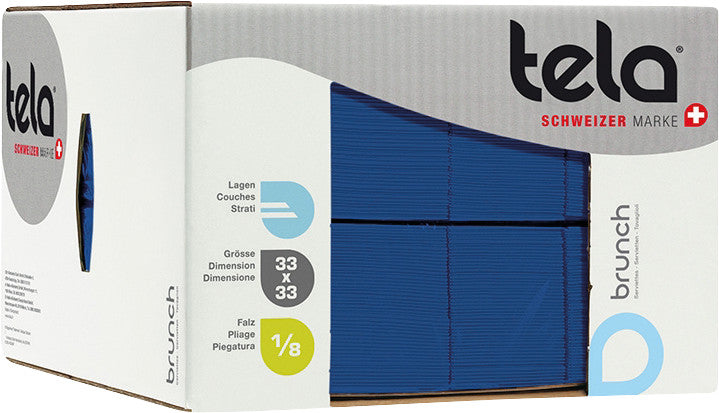 Tela Servietten – 33 × 33 cm – 2-lagig, Tissue, dunkelblau – 300 Stk.