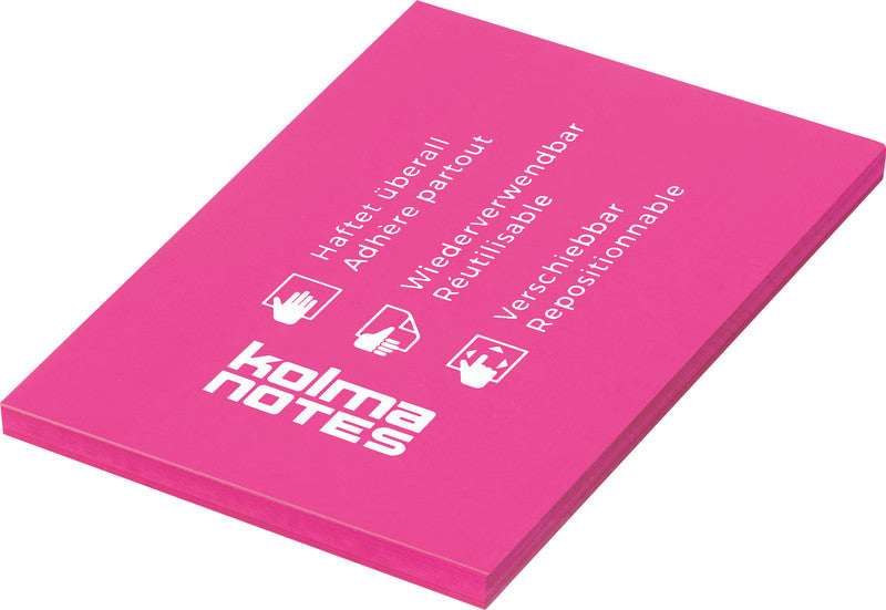 Kolma Haftnotizen – 74×105 mm – Neonpink, 100 Blatt, elektrostatisch, recyclingfähig
