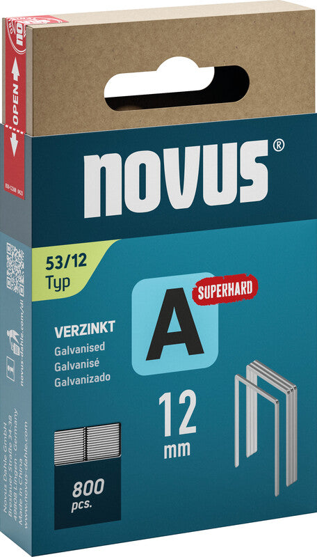 Novus Heftklammern 53/12 – Metall, silber – 800 Stk.