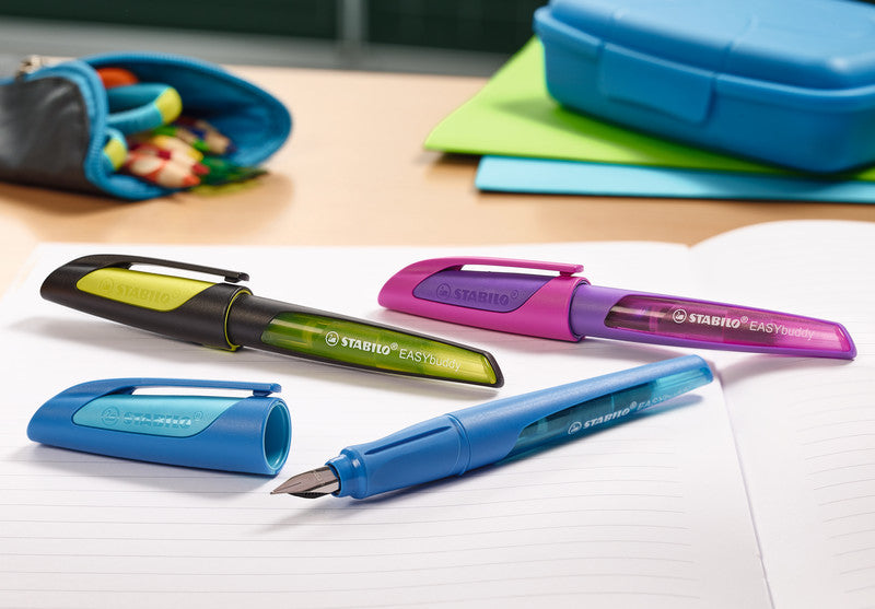 STABILO EASYbuddy – Federspitze M – für Rechts- & Linkshänder – Lila/Magenta, Blau – Patronen