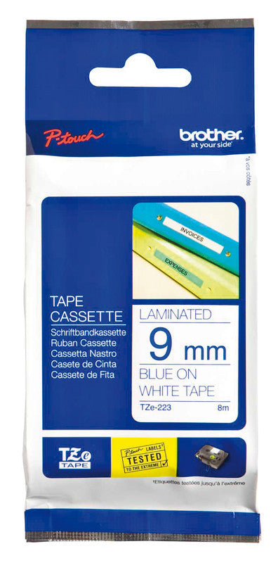 Brother Schriftband – 9 mm × 8 m, weiss, blau
