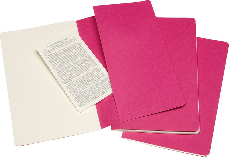 Moleskine Notizheft – 130 × 210 mm – letzte 16 Seiten heraustrennbar, abgerundete Ecken, pink, FSC, 3 Stück