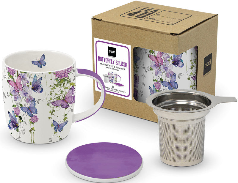 Ppd Trend Tee Tassen-Set – 0,35 l, Porzellan, Mehrfarbig, Deckel, Spülmaschinenfest, Mikrowellengeeignet