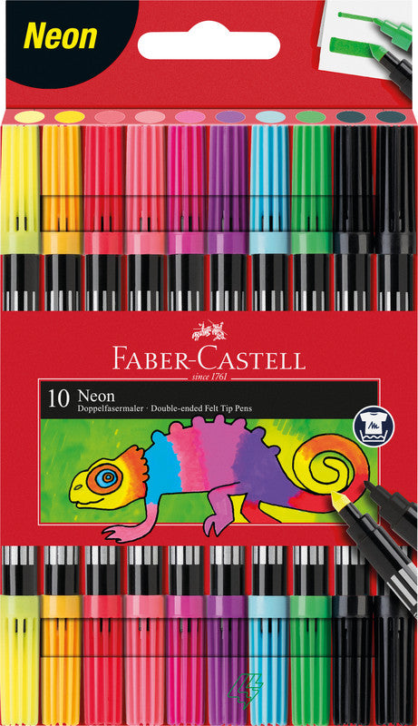 Faber-Castell Filzstifte, Strichbreite 0,5 + 1,0 mm, auswaschbar, 10 Farben