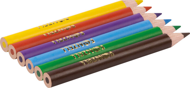Fonzell Farbstifte-Set – 6 Farben, rund, Mine Ø 3,3 mm, Kartonetui