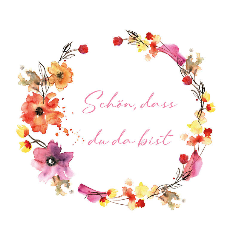 Fasana Serviettenkranz "Schön, dass du da bist" – 33 × 33 cm – 3-lagig, Tissue – 20 Stk., FSC
