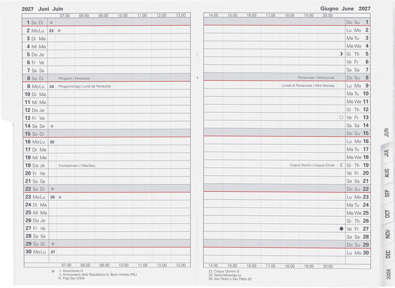 Biella Kalender-Einlage – 1 Monat/2 Seiten, 10,6 × 15,3 cm, 15 Monate Okt–Dez, 2027, PEFC
