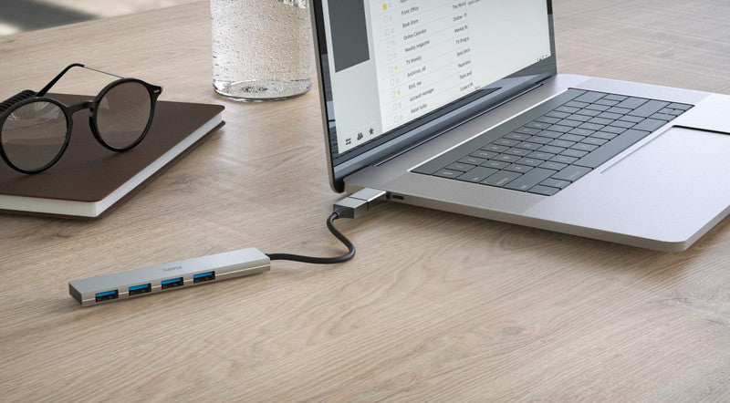 Hama USB-Hub – 4 Ports (USB-A), grau