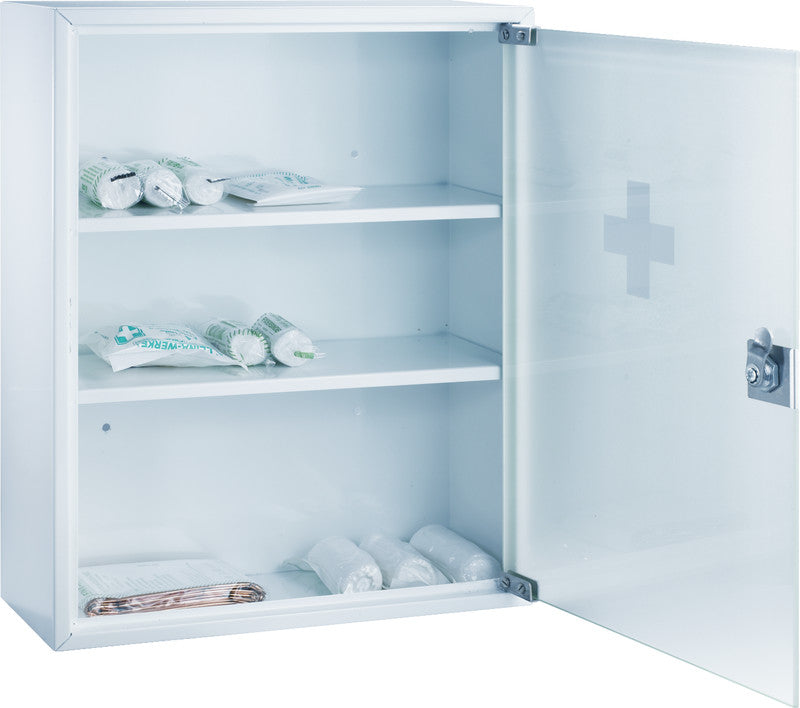 Alco Medizinschrank – Stahl, weiss, abschliessbar, 32 × 36 × 10 cm, inkl. Befestigungsmaterial