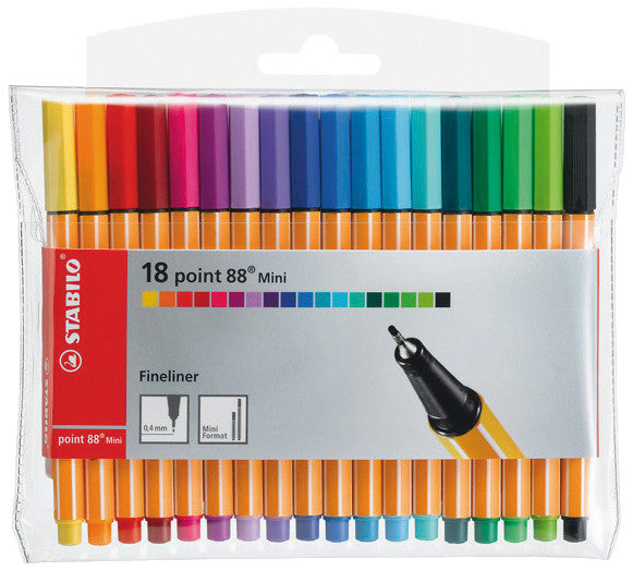STABILO Fineliner – 18er-Set 0,4 mm – 18 Farben, sortiert