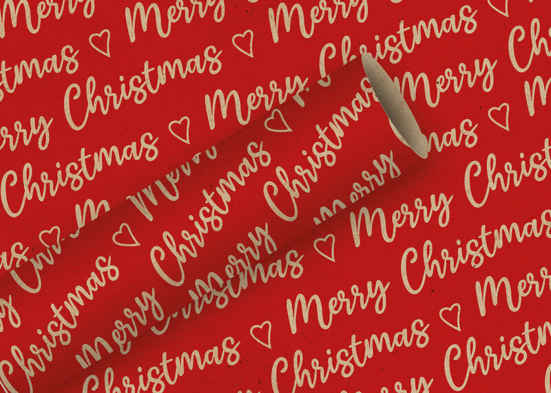 Braun + Company Geschenkpapier – Weihnachten (Allover) – Rot – 700 × 2000 mm