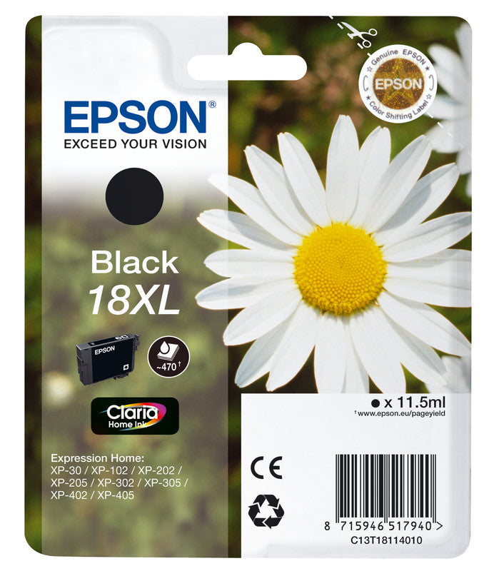 Epson Tintenpatrone 18XL, Schwarz – für Inkjetdrucker/Multifunktionsgeräte