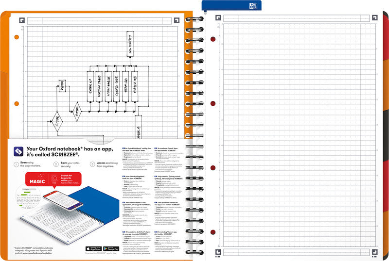 Oxford Collegeblock, 80 Blatt, 4-fach gelocht, perforiert, 80 g/m² – Schwarz, für SCRIBZEE App