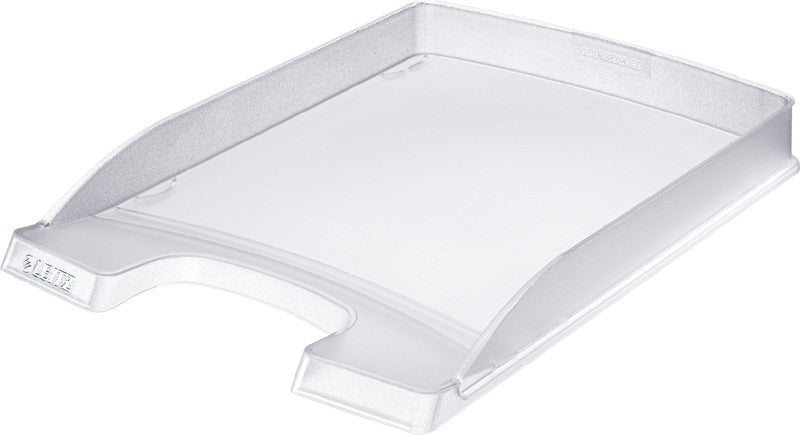 Leitz Stapelbarer Briefkorb mit Griffausschnitt, Beschriftungsfeld, matt, frost, B 255 × H 35 × T 357 mm