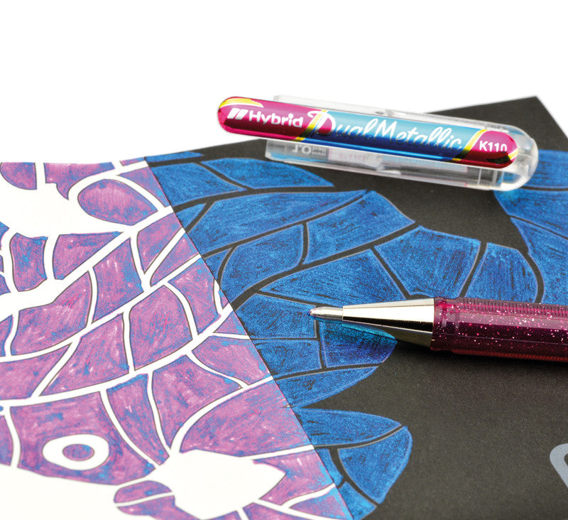 Pentel Gelschreiber 7er Etui – 7 Farben, 1 mm, für dunkles Papier, Kappe