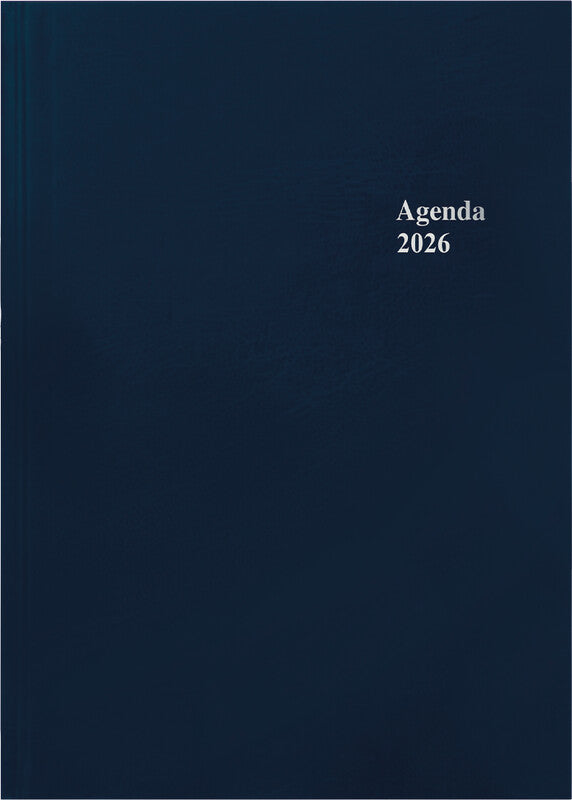 Simplex Agenda – 1 Tag pro Seite, gebunden, A5, Jan–Dez, 2026, 1/2-Stunden-Takt, blau, FSC