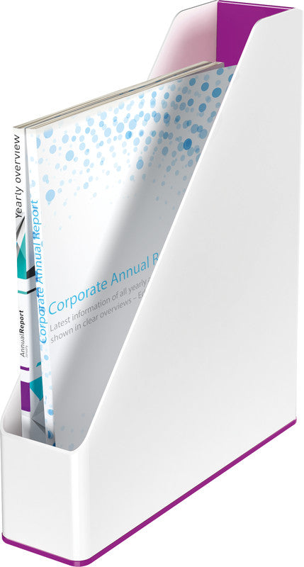 Leitz WOW Stehsammler – für A4, weiss/violett, Polystyrol (PS), B 73 × H 318 × T 272 mm
