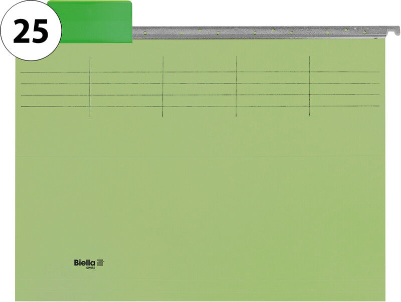 Biella Hängeordner für A4 – Karton, Hellgrün, 320 × 250 mm, mit Vordruck