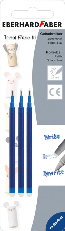 Eberhard Faber Gelmine für Erase it Animal – blau, 0,7 mm, löschbar, geruchsarm