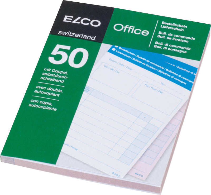 Elco Formularblock – Bestellschein/Lieferschein, mehrsprachig, 50 Blatt, A6