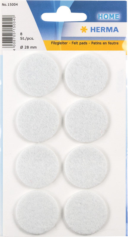 HERMA Filzgleiter – 8er-Set, Ø 2,8 cm, weiss