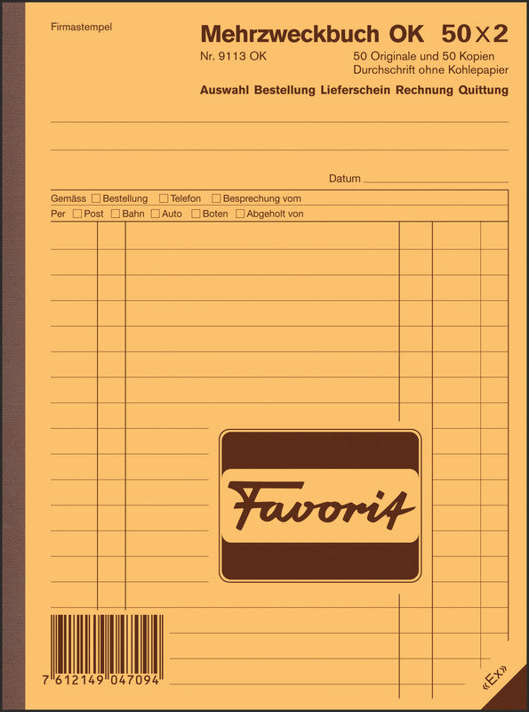 Favorit Formularblock – Deutsch, 50 Blatt, A5