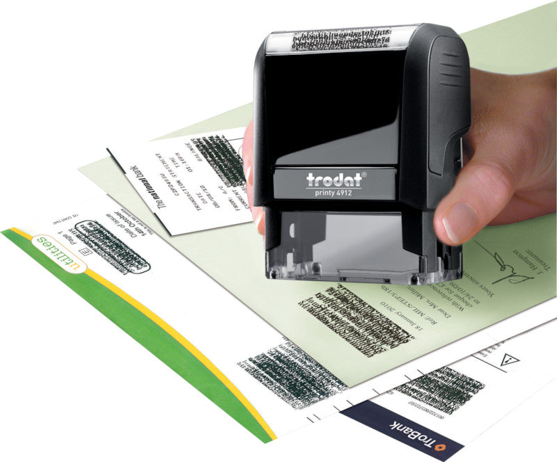 Trodat Adressschutz-Roller Printy 4912 – mit auswechselbarem Stempelkissen, selbstfärbend, Kunststoff, schwarz