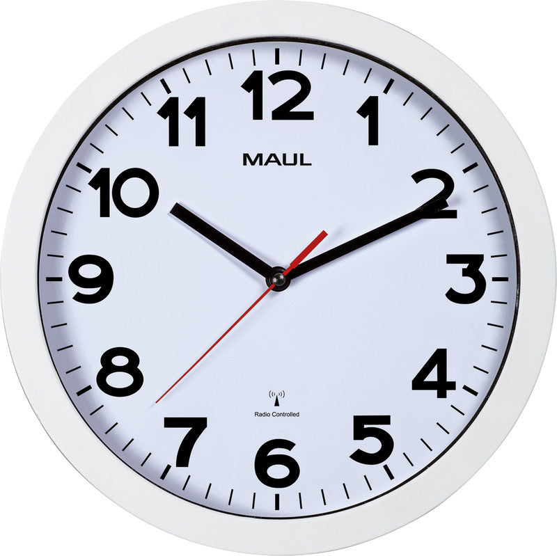 MAUL Step Funk Wanduhr – Ø 30 cm, weiss, Kunststoff