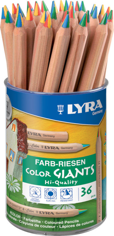 Lyra Mehrfarbenstift Color Giants Nature – rot, gelb, grün und blau, Ø 6,3 mm, sechskantig