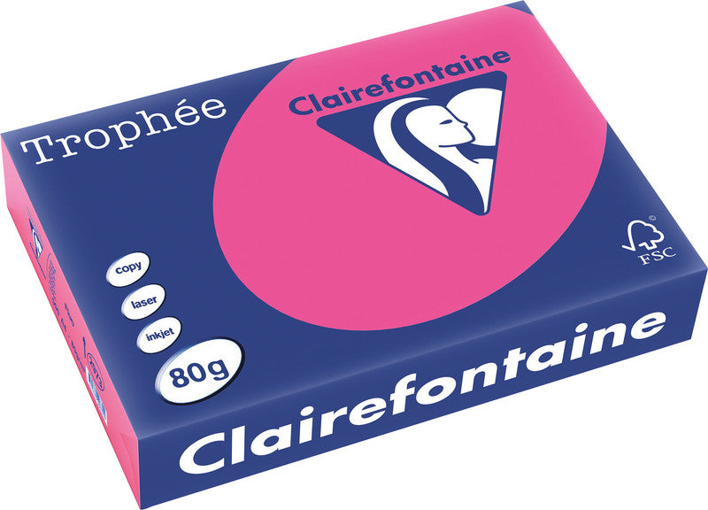 Clairefontaine Kopierpapier – A4, 80 g/m², Neonpink – für Inkjet/Laser/Kopierer – FSC, EU Ecolabel – 500 Blatt