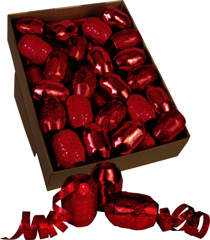 Präsent Geschenkband Eiknäuel – Glossy, Rot – Kunststoff – 10 mm × 20 m