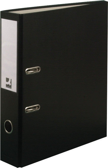Q-connect Ordner – A4 hoch – 2-Ring Hebelmechanik, Rücken 70 mm – schwarz, mit Griffloch, FSC