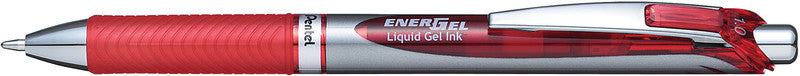 Pentel EnerGel BL80 – Tintenroller, 0,45 mm, Rot, Druckmechanik, Silber/Rot