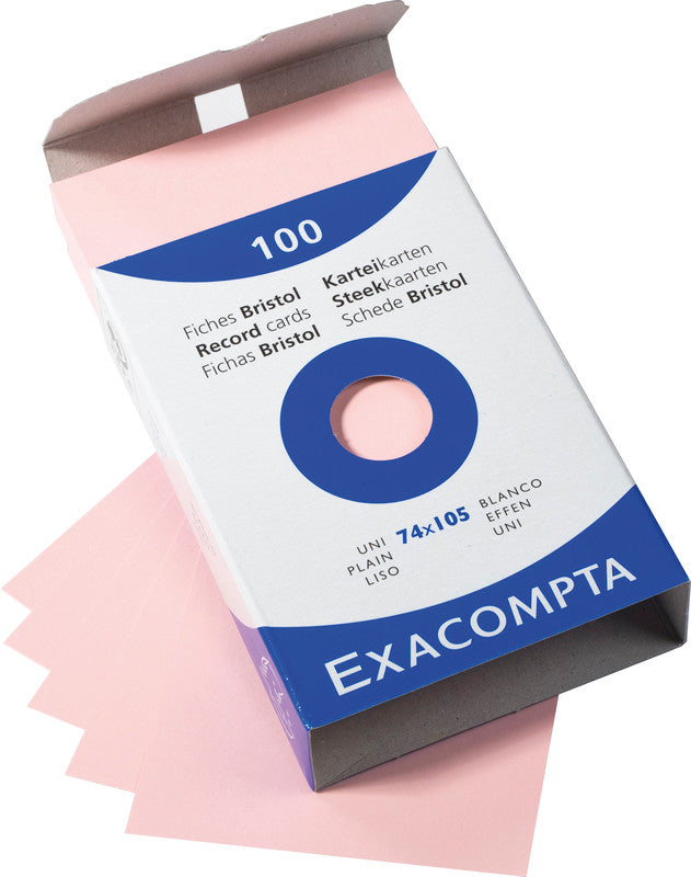 Exacompta Karteikarten A7 Querformat, Blanko, Rosa, 205 g/m², Karteikarton – 100 Stück