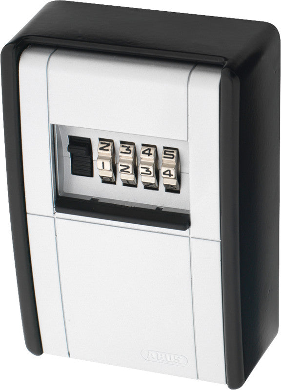 ABUS Schlüsseldepot Key Garage 787, 4-stelliges Zahlenschloss, Metall, Weiss/Schwarz – B 80 × H 120 × T 45 mm