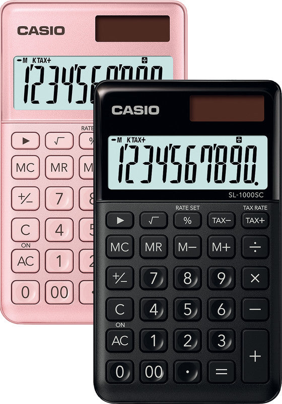 Casio Taschenrechner SL-1000SC – 10-stellig, LCD, Steuer/Prozent, Solar + Batterie, schwarz