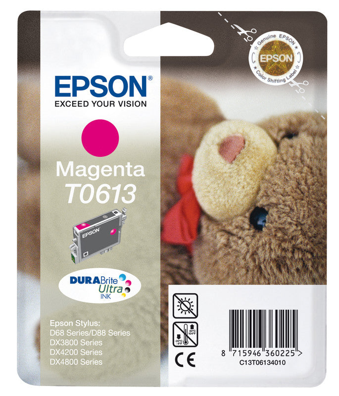 Epson Tintenpatrone T0613, Magenta, 250 Seiten – für Inkjetdrucker/Multifunktionsgeräte