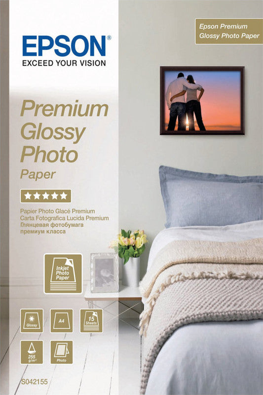 Epson Premium Fotopapier – glänzend, A4, 255 g/m², 15 Blatt, einseitig – für Inkjet-Drucker