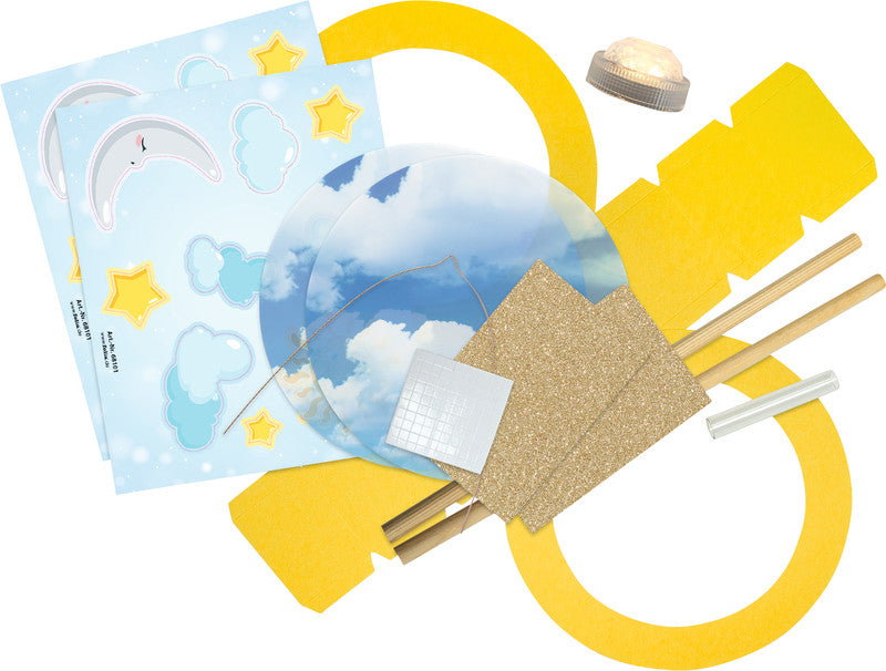 Folia Bastelset Laterne Sonne, Mond & Sterne – 2× CR2032